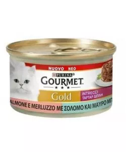 Purina gourmet gold intrecci di gusto salmone e merluzzo per gatti - 85 gr